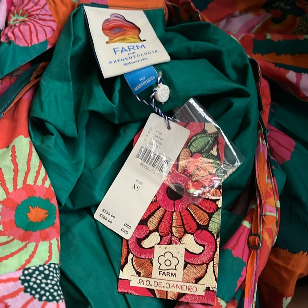 NWT | FARM Rio Pleated Palm Midi Dress | XS - Picture 12 of 13